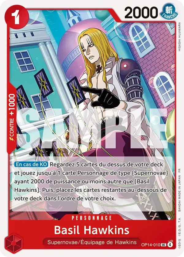 Basil Hawkins — carte One Piece TCG OP14-010 (Les Sept de La Mer d'Azur)