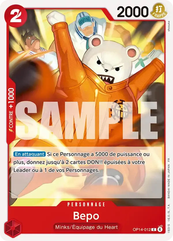 Bepo — carte One Piece TCG OP14-012 (Les Sept de La Mer d'Azur)