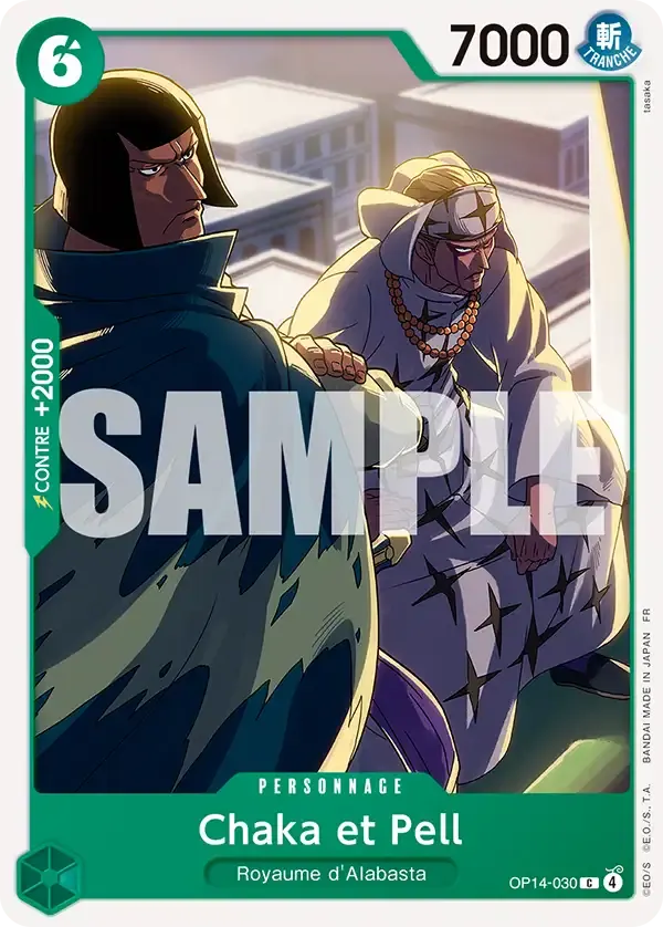 Chaka et Pell — carte One Piece TCG OP14-030 (Les Sept de La Mer d'Azur)