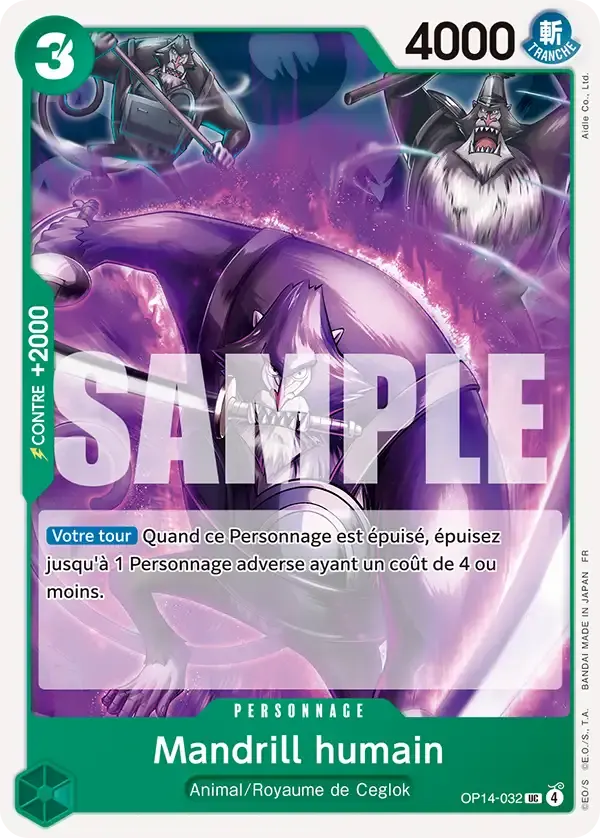 Mandrill humain — carte One Piece TCG OP14-032 (Les Sept de La Mer d'Azur)