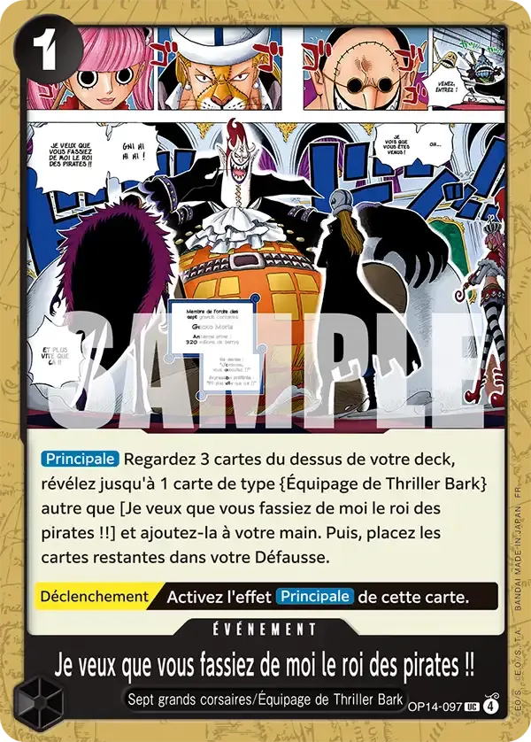 Je veux que vous fassiez de moi le roi des pirates !! — carte One Piece TCG OP14-097 (Les Sept de La Mer d'Azur)
