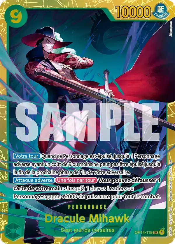 Dracule Mihawk — carte One Piece TCG OP14-119 (Les Sept de La Mer d'Azur)