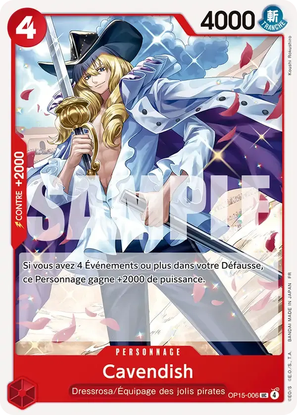 Cavendish — carte One Piece TCG OP15-006 (Aventure sur l’île de Dieu)