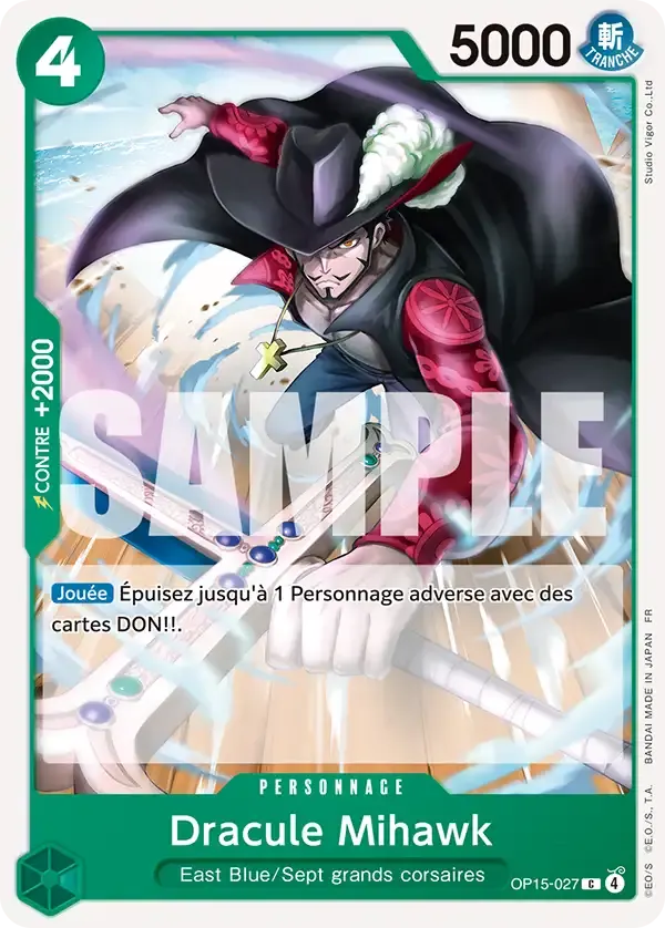Dracule Mihawk — carte One Piece TCG OP15-027 (Aventure sur l’île de Dieu)