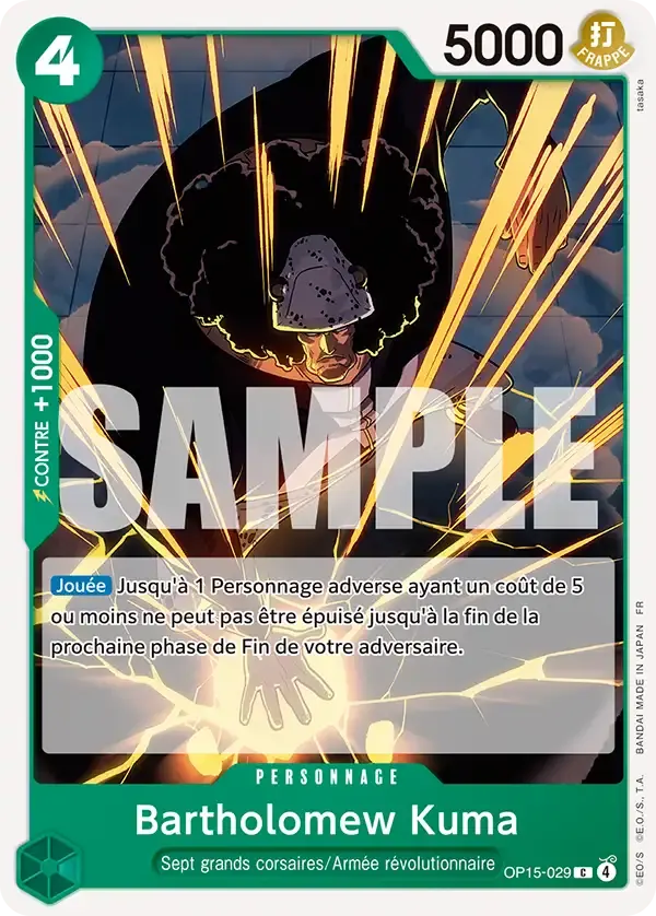Bartholomew Kuma — carte One Piece TCG OP15-029 (Aventure sur l’île de Dieu)