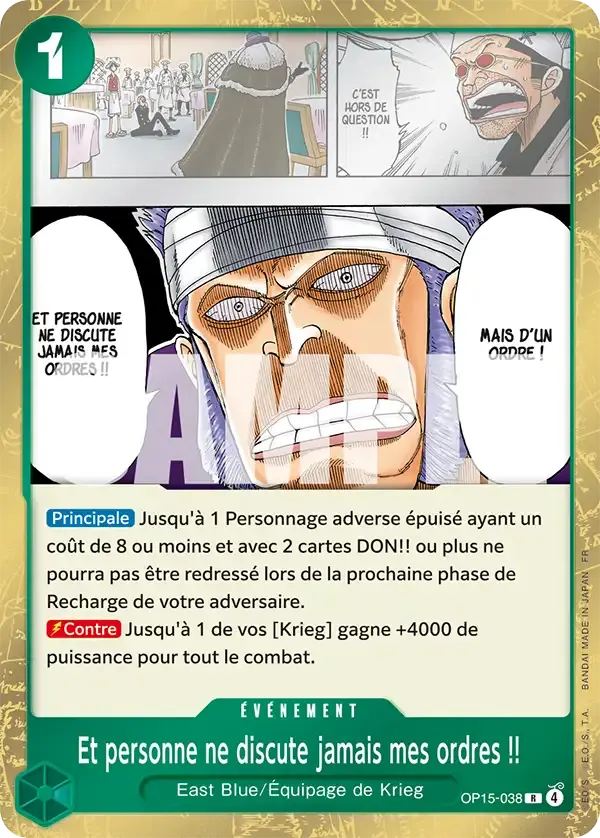 Et personne ne discute jamais mes ordres !! — carte One Piece TCG OP15-038 (Aventure sur l’île de Dieu)