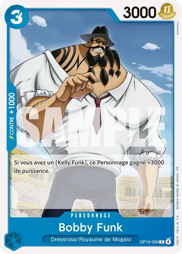 Bobby Funk — carte One Piece TCG OP15-050 (Aventure sur l’île de Dieu)