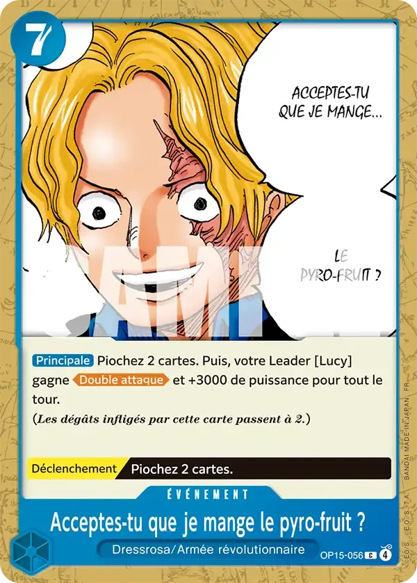 Acceptes-tu que je mange le pyro-fruit ? — carte One Piece TCG OP15-056 (Aventure sur l’île de Dieu)