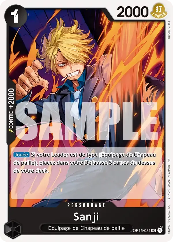 Sanji — carte One Piece TCG OP15-081 (Aventure sur l’île de Dieu)