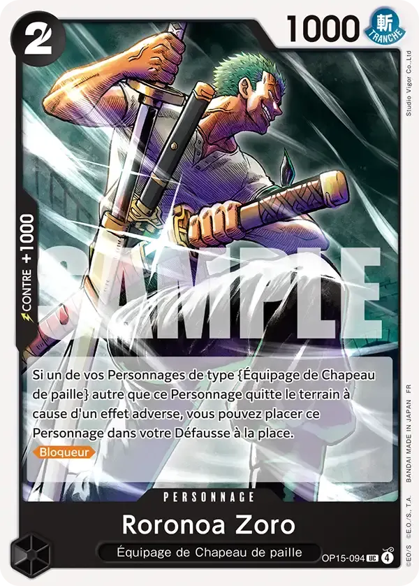 Roronoa Zoro — carte One Piece TCG OP15-094 (Aventure sur l’île de Dieu)