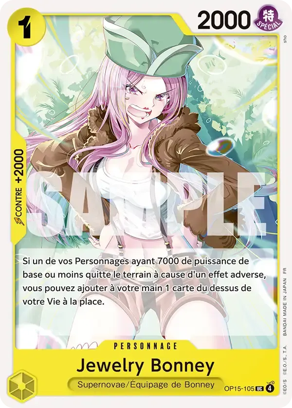 Jewelry Bonney — carte One Piece TCG OP15-105 (Aventure sur l’île de Dieu)