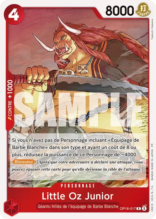 Little Oz Junior — carte One Piece TCG OP16-017 (L'Heure de la Bataille Décisive)