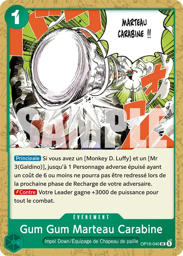 Gum Gum Marteau Carabine — carte One Piece TCG OP16-040 (L'Heure de la Bataille Décisive)