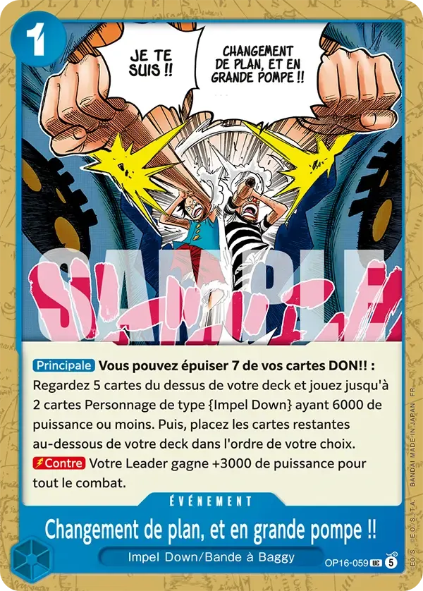 Changement de plan, et en grande pompe !! — carte One Piece TCG OP16-059 (L'Heure de la Bataille Décisive)