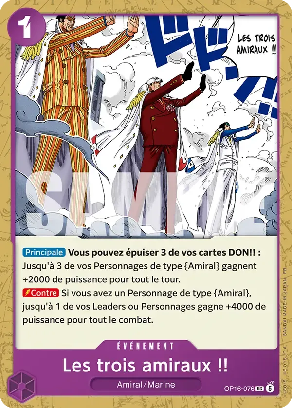 Les trois amiraux !! — carte One Piece TCG OP16-076 (L'Heure de la Bataille Décisive)