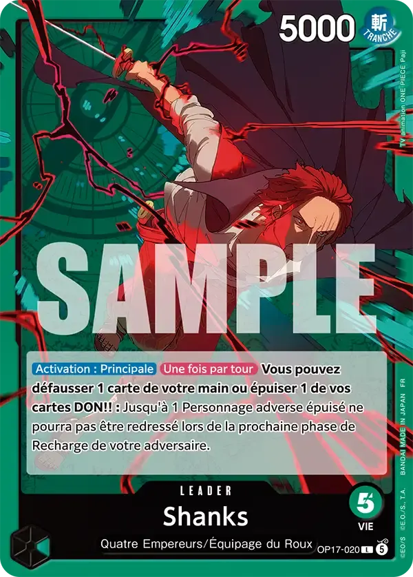 Shanks — carte One Piece TCG OP17-020 (Les Guerriers Les Plus Puissants Au Monde)