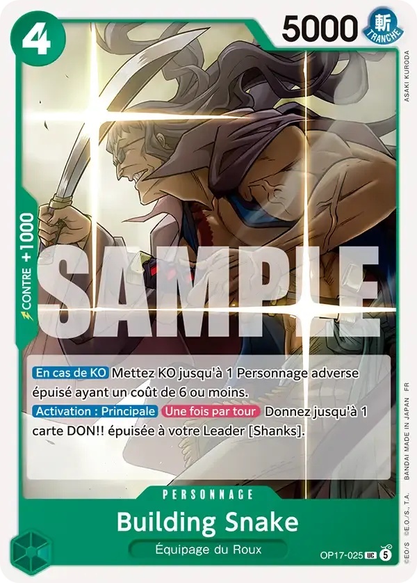 Building Snake — carte One Piece TCG OP17-025 (Les Guerriers Les Plus Puissants Au Monde)
