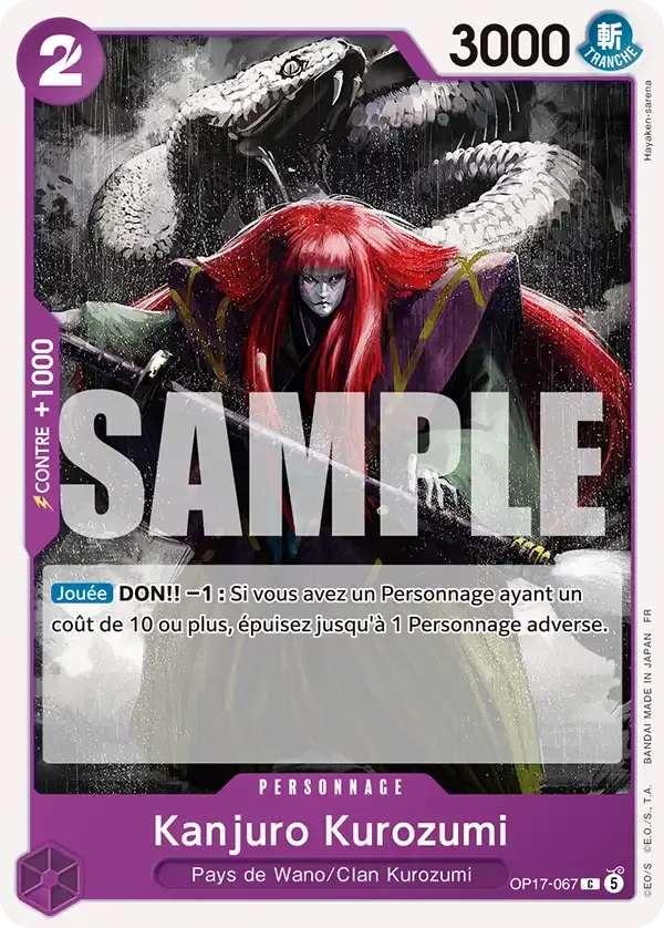 Kanjuro Kurozumi — carte One Piece TCG OP17-067 (Les Guerriers Les Plus Puissants Au Monde)
