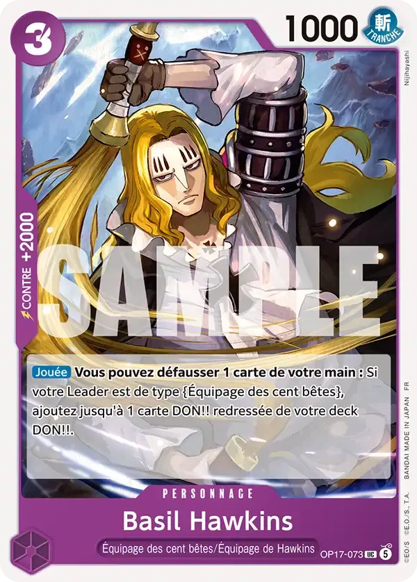 Basil Hawkins — carte One Piece TCG OP17-073 (Les Guerriers Les Plus Puissants Au Monde)