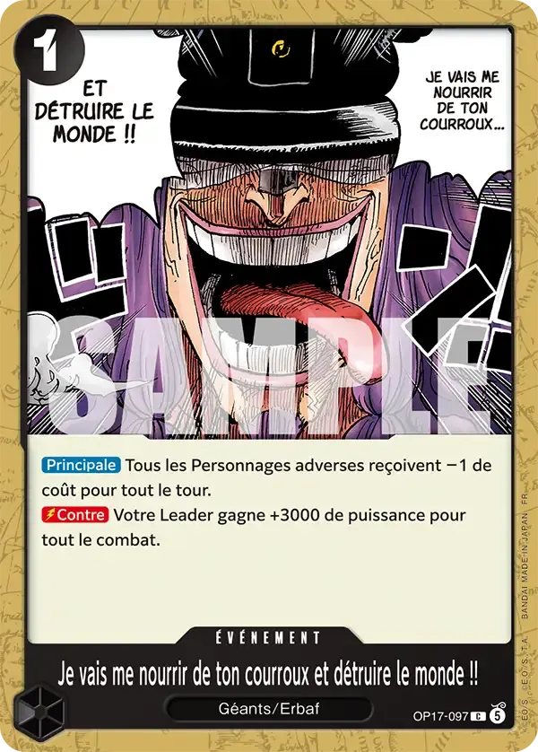 Je vais me nourrir de ton courroux et détruire le monde !! — carte One Piece TCG OP17-097 (Les Guerriers Les Plus Puissants Au Monde)