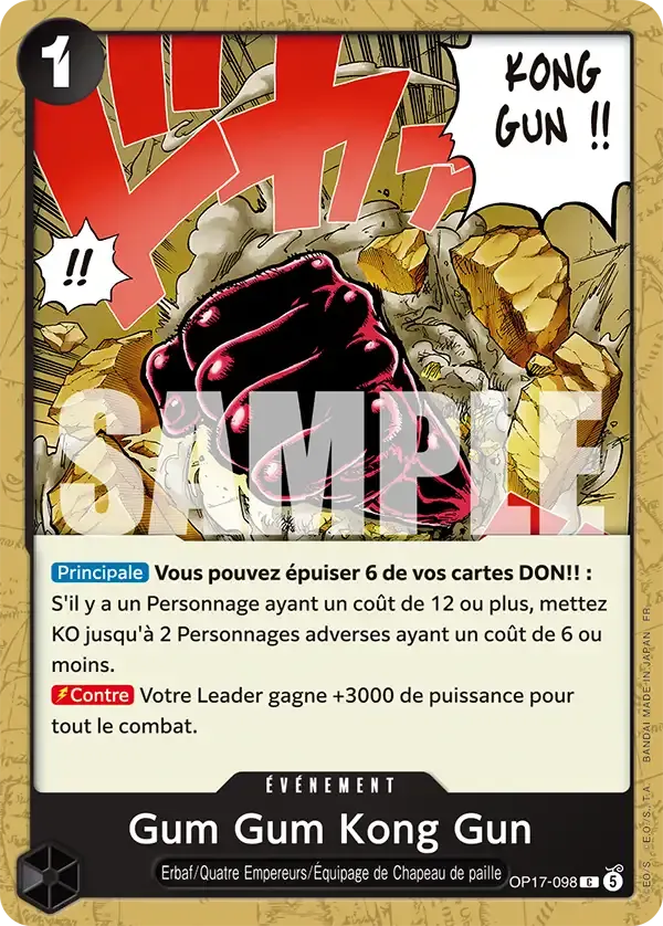 Gum Gum Kong Gun — carte One Piece TCG OP17-098 (Les Guerriers Les Plus Puissants Au Monde)
