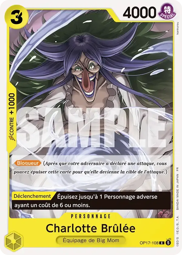 Charlotte Brûlée — carte One Piece TCG OP17-108 (Les Guerriers Les Plus Puissants Au Monde)