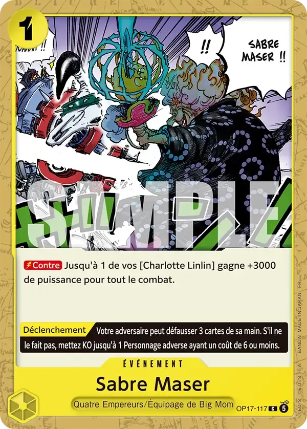 Sabre Maser — carte One Piece TCG OP17-117 (Les Guerriers Les Plus Puissants Au Monde)