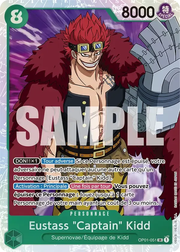 Eustass "Captain" Kidd — carte One Piece TCG OP01-051 (The Best)