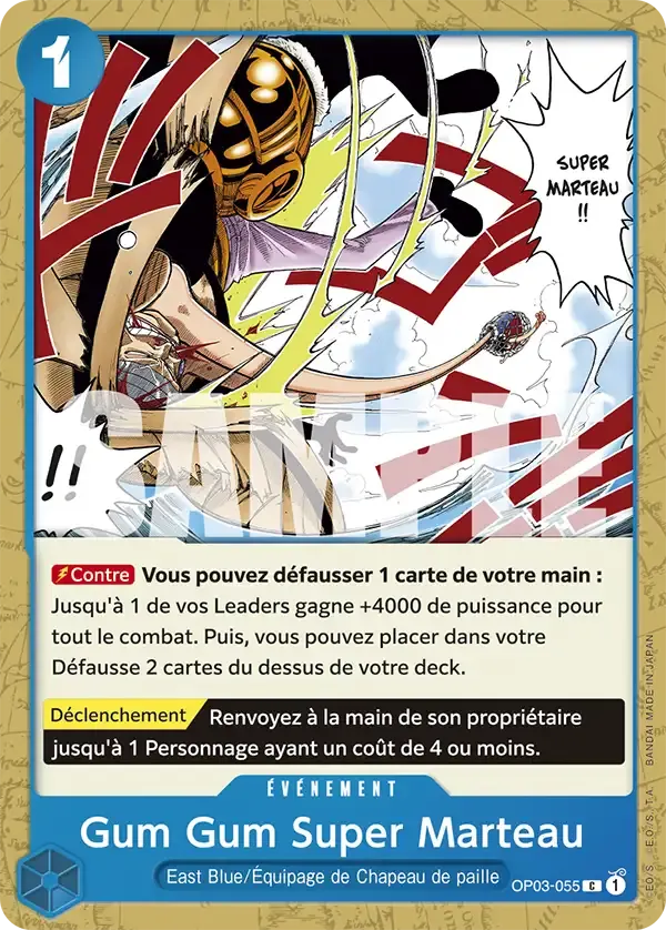 Gum Gum Super Marteau — carte One Piece TCG OP03-055 (The Best)