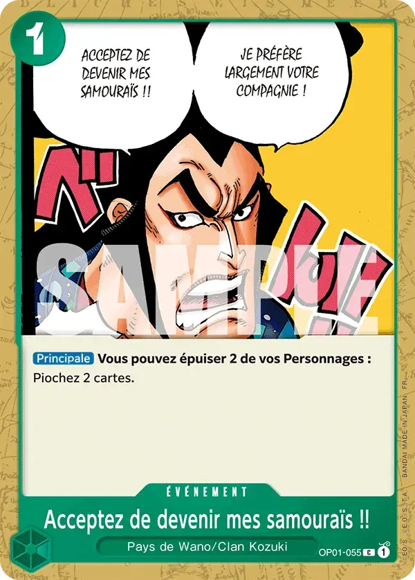 Acceptez de devenir mes samouraïs !! — carte One Piece TCG OP01-055 (The Best - Vol. 2)