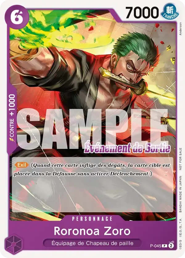 Roronoa Zoro — carte One Piece TCG P-045 (Cartes promos)