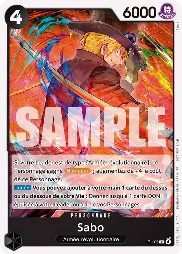 Sabo — carte One Piece TCG P-105 (Cartes promos)