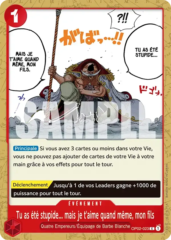 Tu as été stupide... mais je t'aime quand même, mon fils — carte One Piece TCG OP02-023 (Edward Newgate)