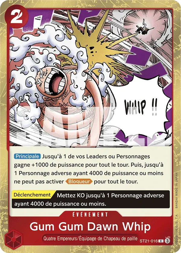 Gum Gum Dawn Whip — carte One Piece TCG ST21-016 (EX GEAR 5TH)