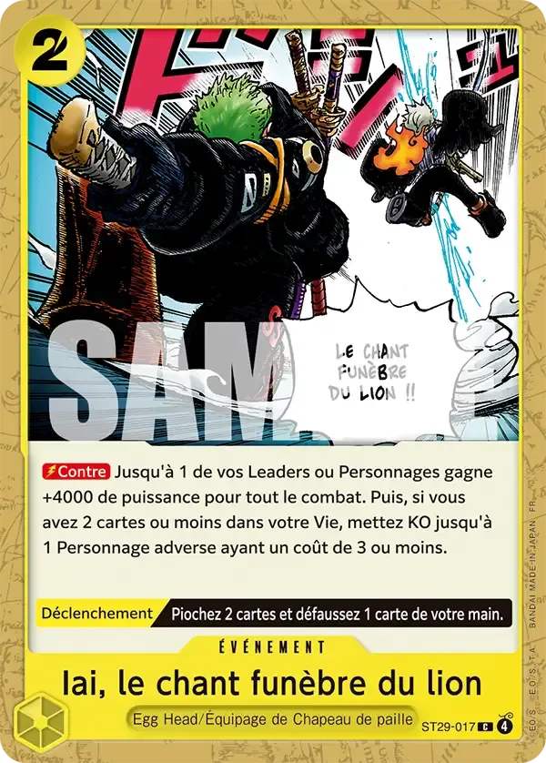 Iai, le chant funèbre du lion — carte One Piece TCG ST29-017 (Egg Head)