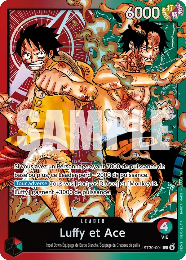 Luffy et Ace — carte One Piece TCG ST30-001 (Luffy et Ace)