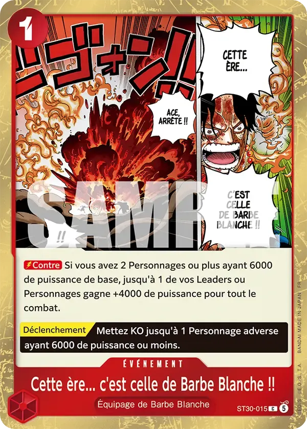 Cette ère... c'est celle de Barbe Blanche !! — carte One Piece TCG ST30-015 (Luffy et Ace)