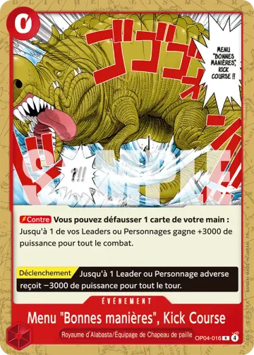 Menu "Bonnes manières", Kick Course