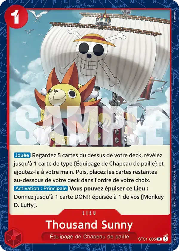 Thousand Sunny — carte One Piece TCG ST31-005 (Monkey D. Luffy)
